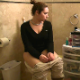 A girl wearing a black Izod shit farts loudly and pisses while sitting on a toilet. She pushes for a while, but no pooping sounds can be heard. Presented in 720P HD. About 2.5 minutes.